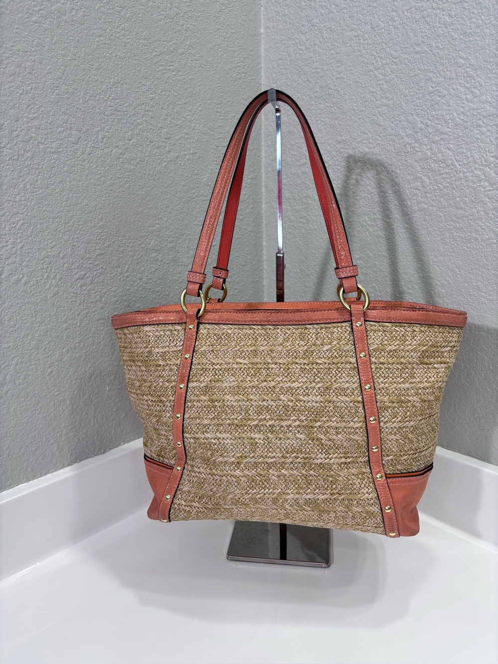 Coach Alexandra Python Straw Tote - Picture 2 of 13